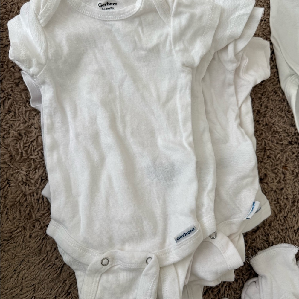 Gerber Classic White Baby Bodysuits
